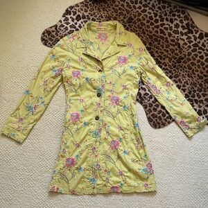 Vintage Johnny Was Mustard Floral Duster Coat
